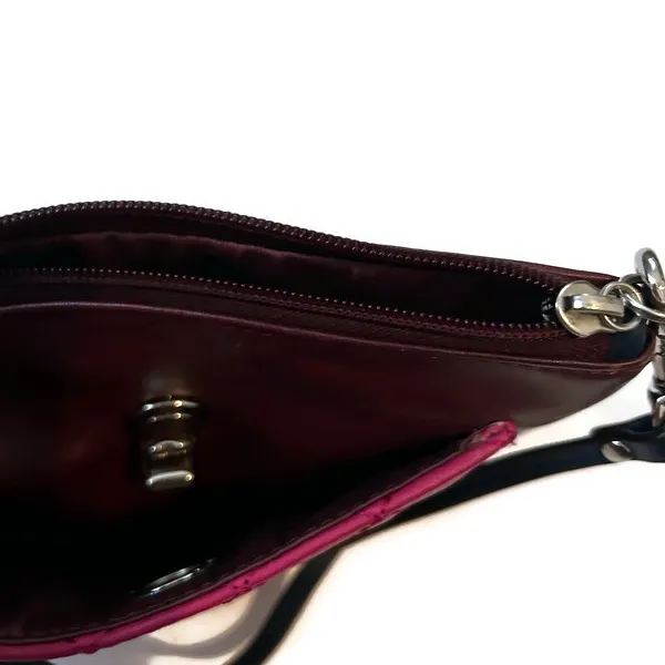 Coach Pink and Brown Quilted Wristlet - Image 4