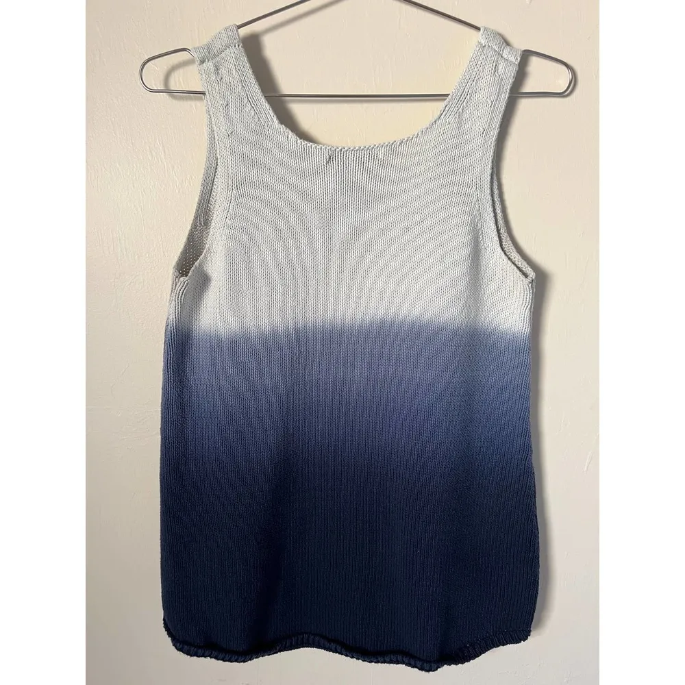 Twilight Blue Gray Ombre Sweater Knit Hi-Low Tank Top Size M - Image 2