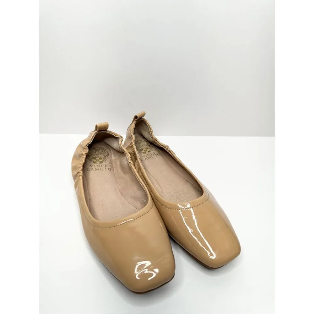 Vince Camuto Flats Womens Size 6 Tan Patent Leather Slip On Ballet Shoes - Image 4