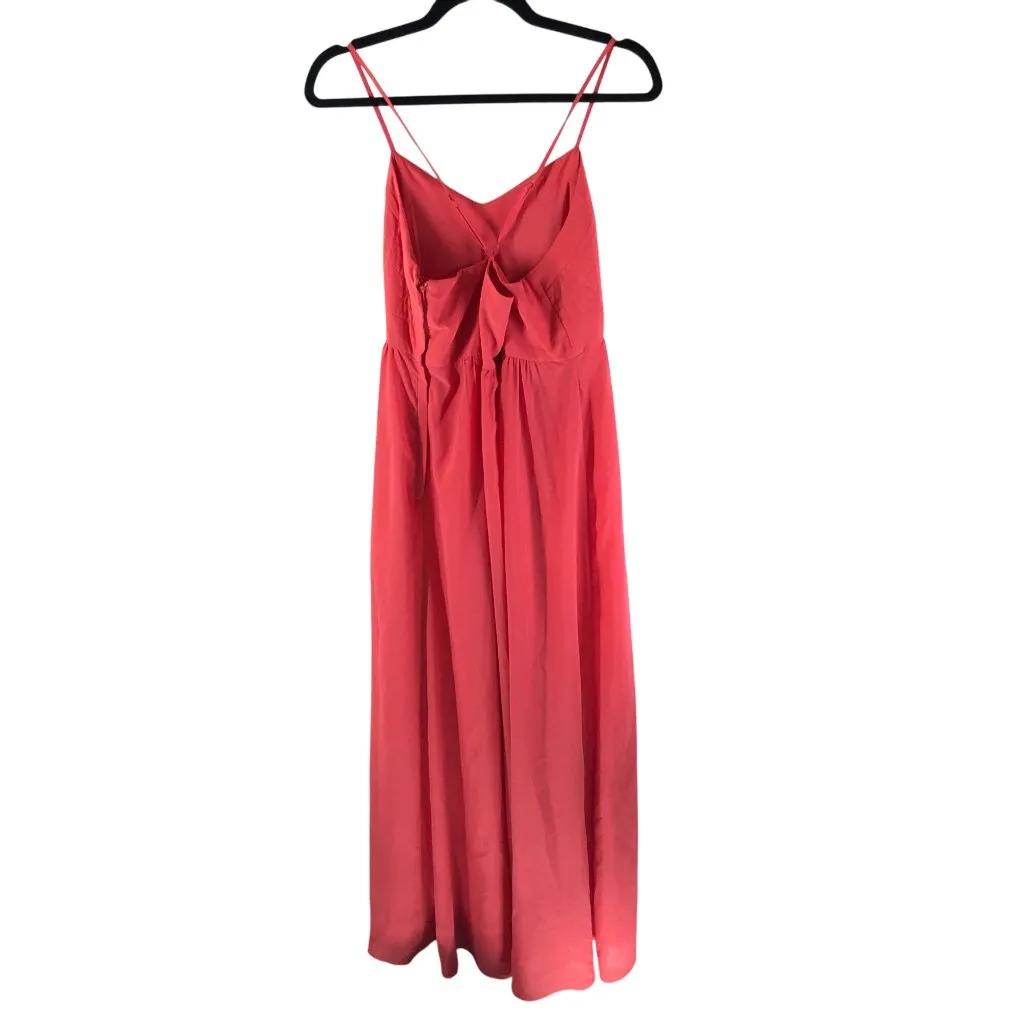 Belle Badgley Mischka Formal Dress Maxi Crossover Straps Salmon Pink 10 - Image 3
