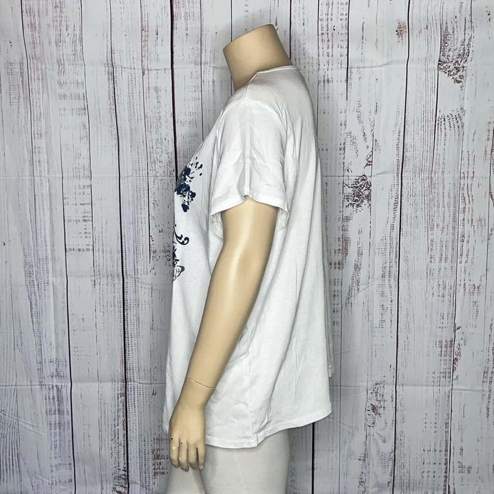 L.A. Blues NWT Size 4X White - Butterfly Graphic Print Knit Top Shirt - Image 2