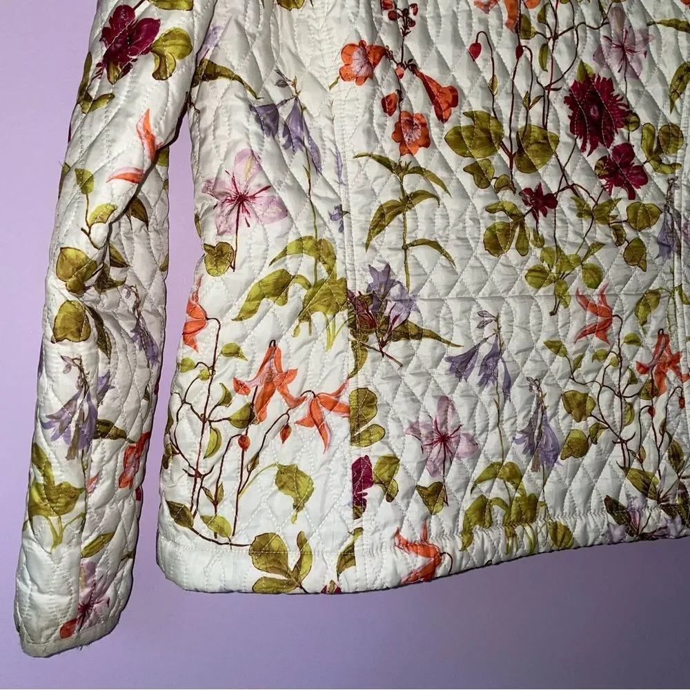 Lands End S Quilted Jacket Lightweight Floral Coat - Image 8