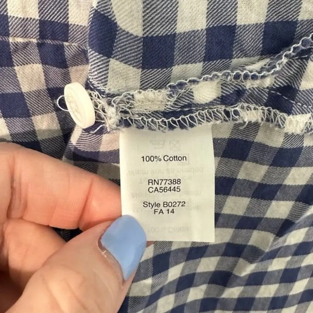 Madewell Gingham Plaid Button Down Long Sleeve Blouse Blue White Size Medium - Image 4