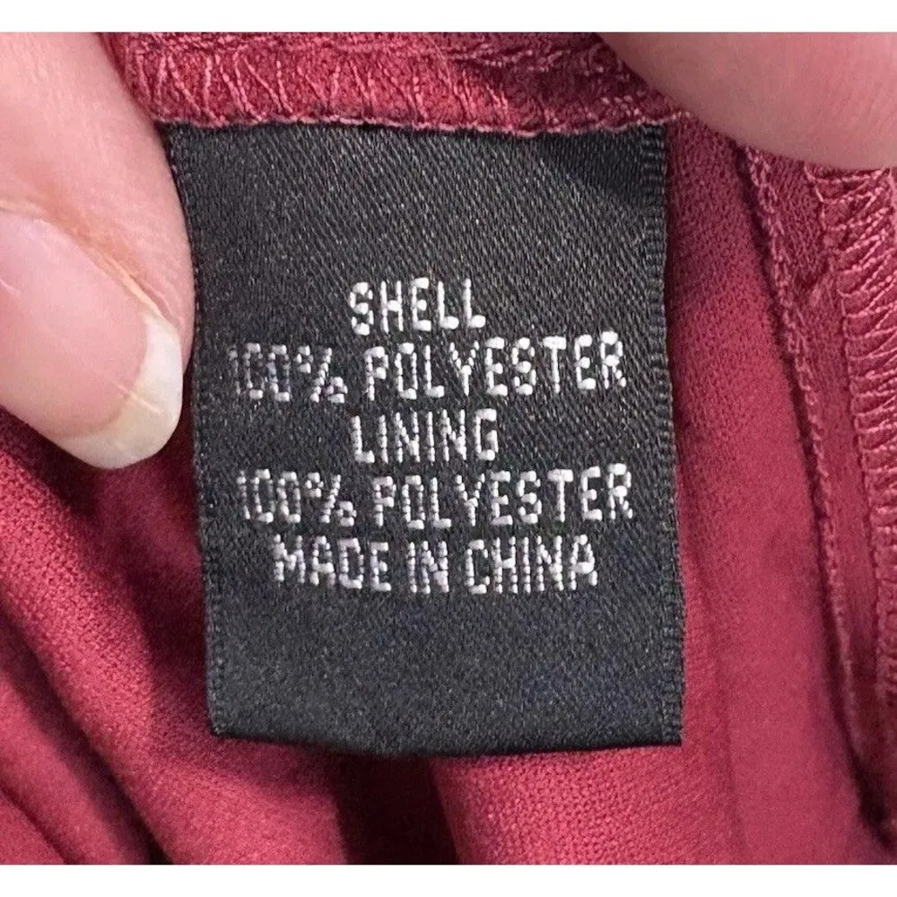 Adrianna Papell Evening Sz 12 Red One Shoulder Cocktail Dress Twist Waist Beaded - Image 5