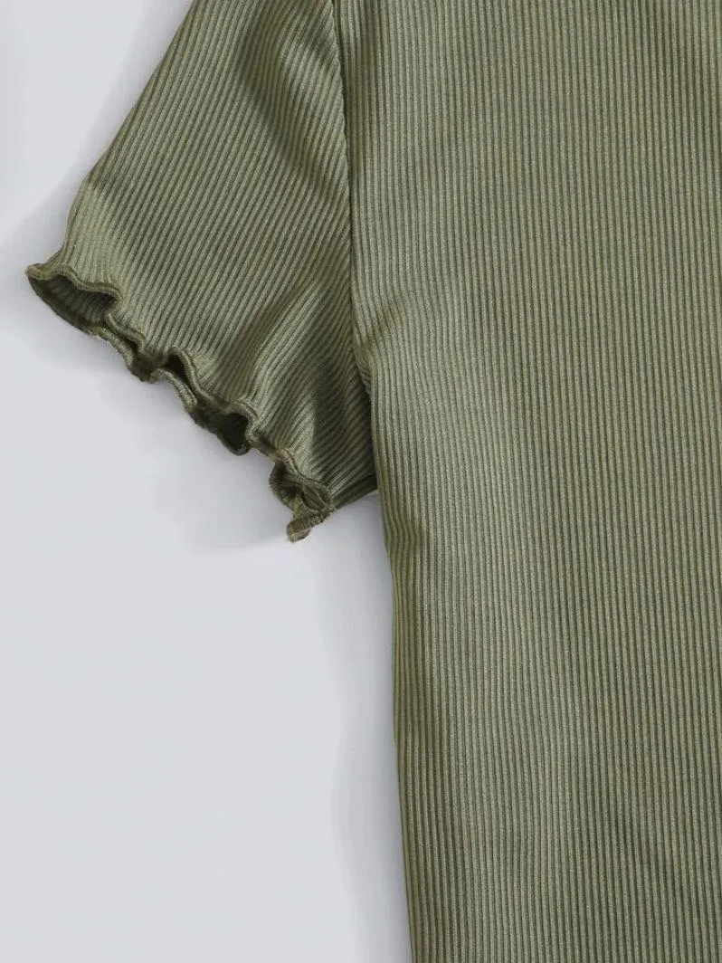 Olive Green Crop Top - Image 3