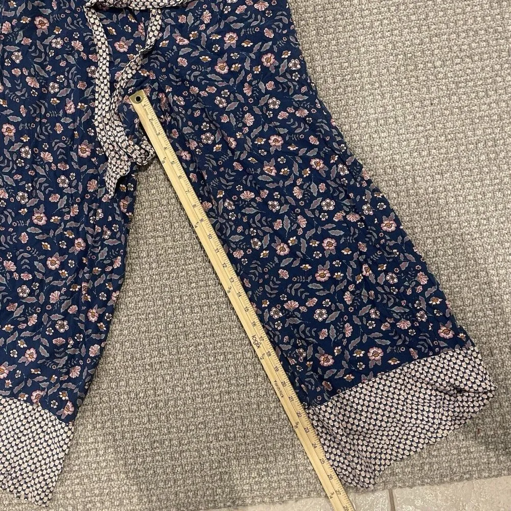 Matilda Jane Pants Womens Sz Small A Day Off Floral Loose Lounge Wide Leg Blue - Image 5