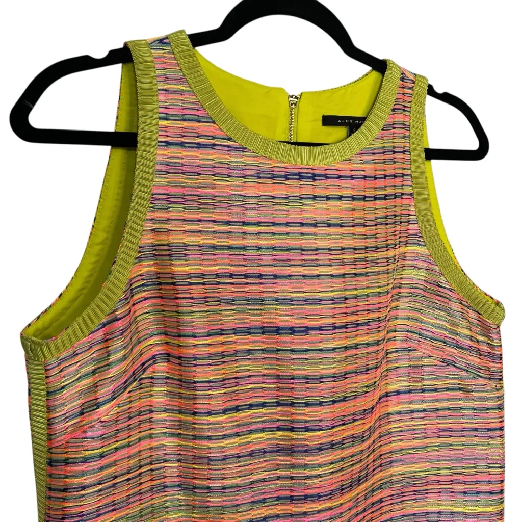 Alex Marie Women’s Sleeveless Dress Exposed Back Gold Zipper Size 8 Pink Green - Image 4