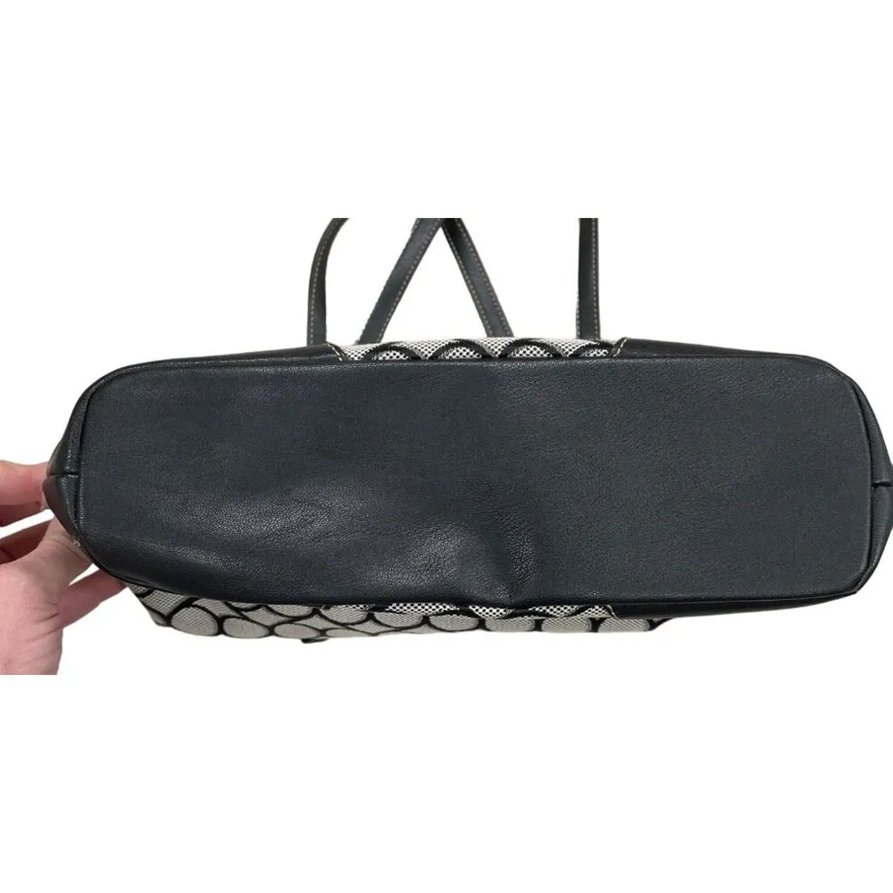 Nine West Womens Black and White Large Handbag Shoulder Bag SKU 1460 - Image 8