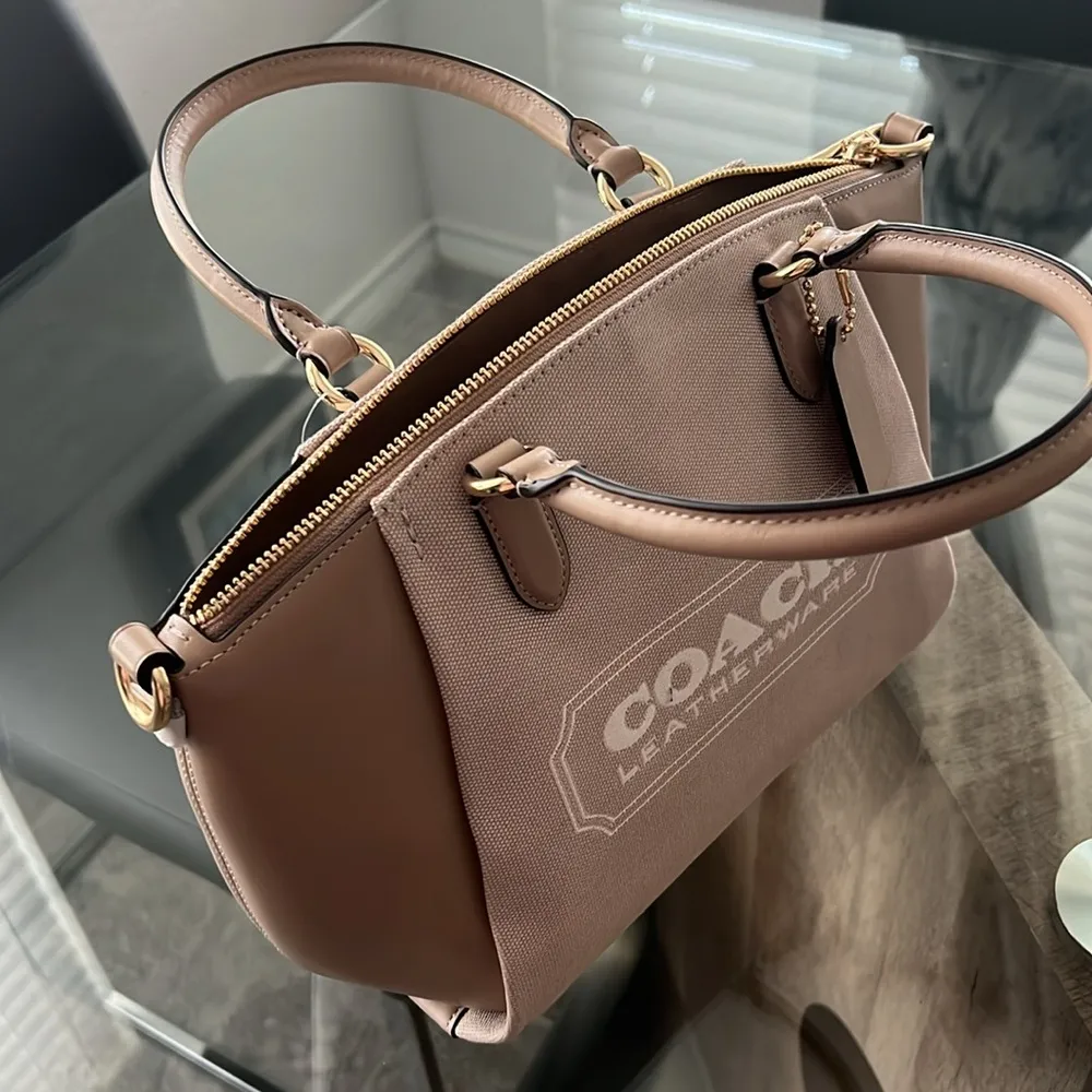 NEW Coach Badge Jacquard Elise Satchel Chalk Taupe w/o Strap! ONE OF A KIND - Image 7