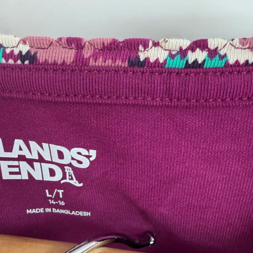 Lands’ End women’s Christmas magenta/purple cotton pajama set comfort size LT - Image 3