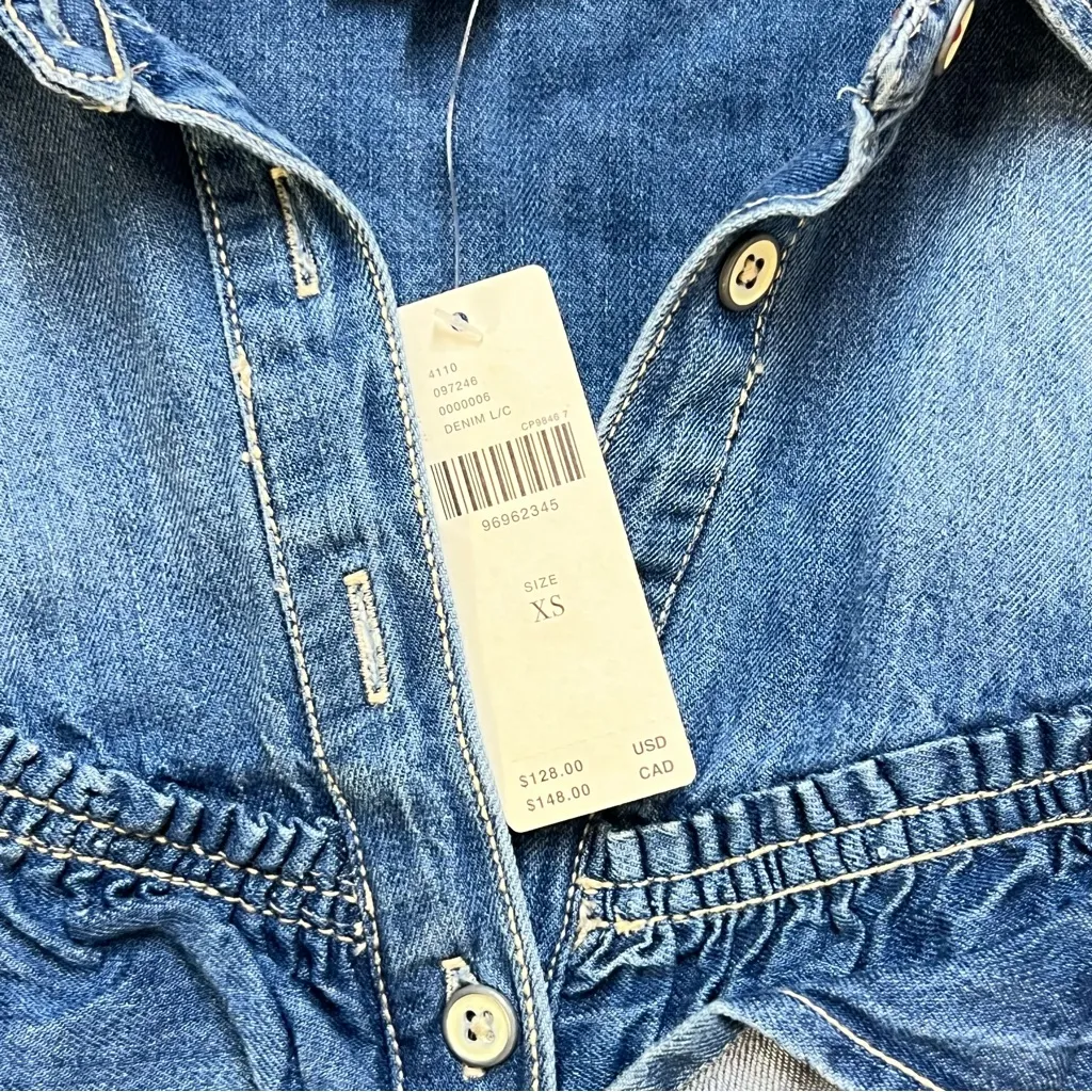 Pilcro Ruffled Chambray Button Down - Image 4