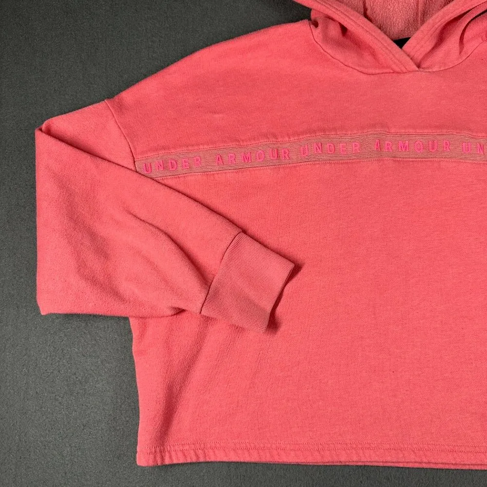 Under Armour Womens M Pink Cropped Pullover Hoodie Long Sleeve 1328947 - Image 2