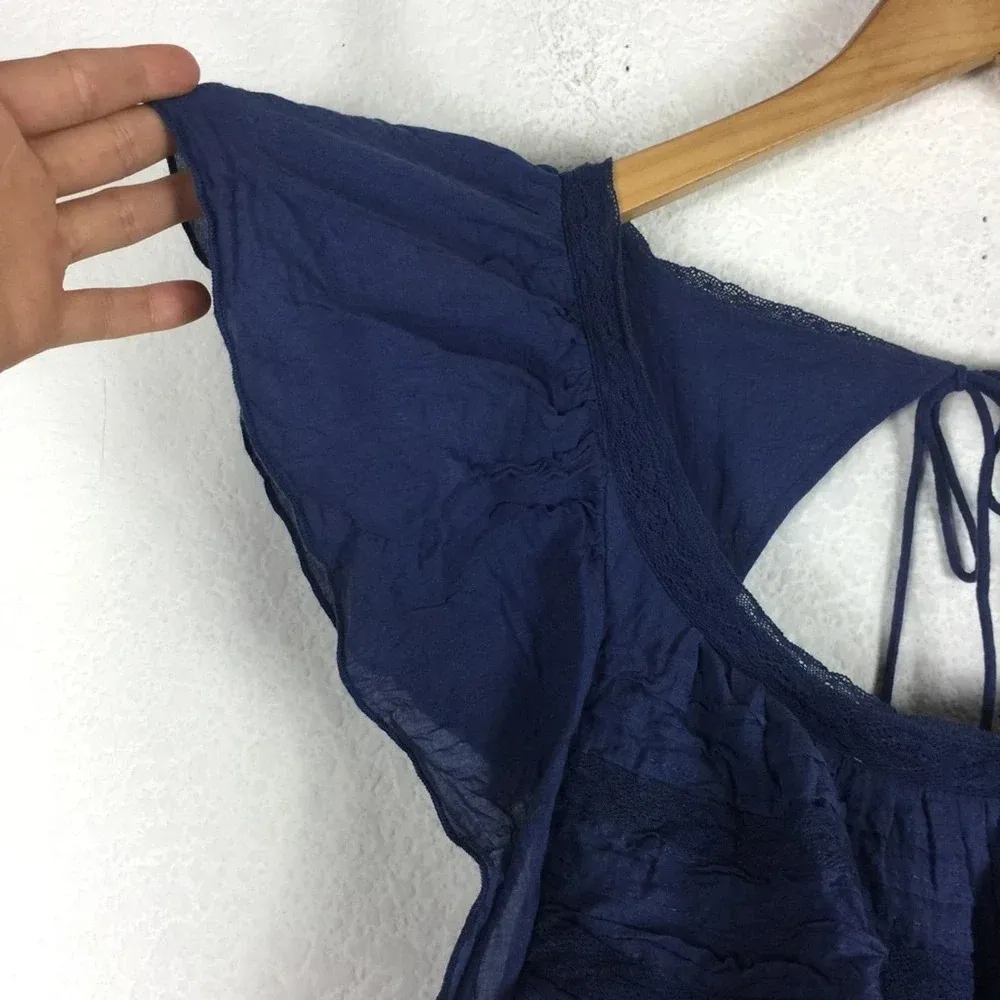 Free People Hailey Blue Oversized Ruffle Gauzy Mini Dress Small - Image 9