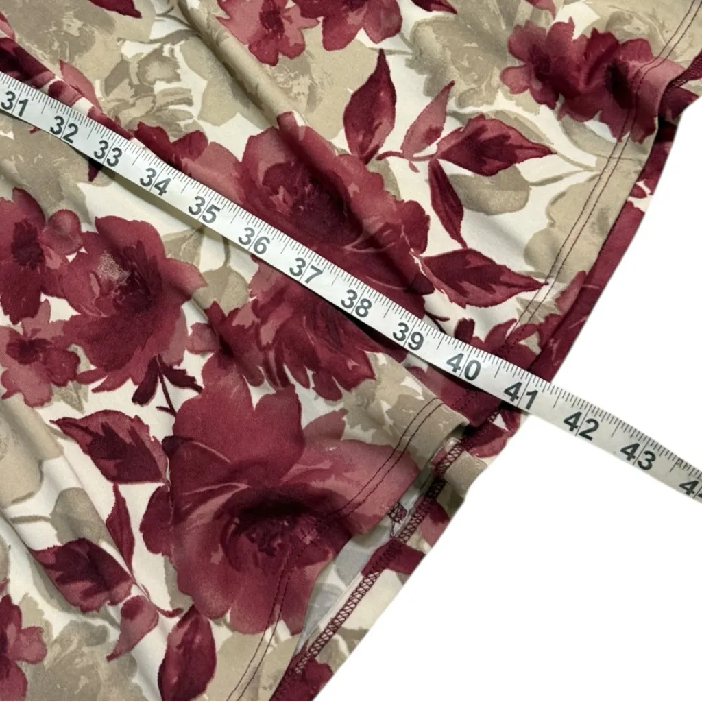 Sami & Jo Burgundy/Cream Watercolor Floral Midi Dress - Image 7