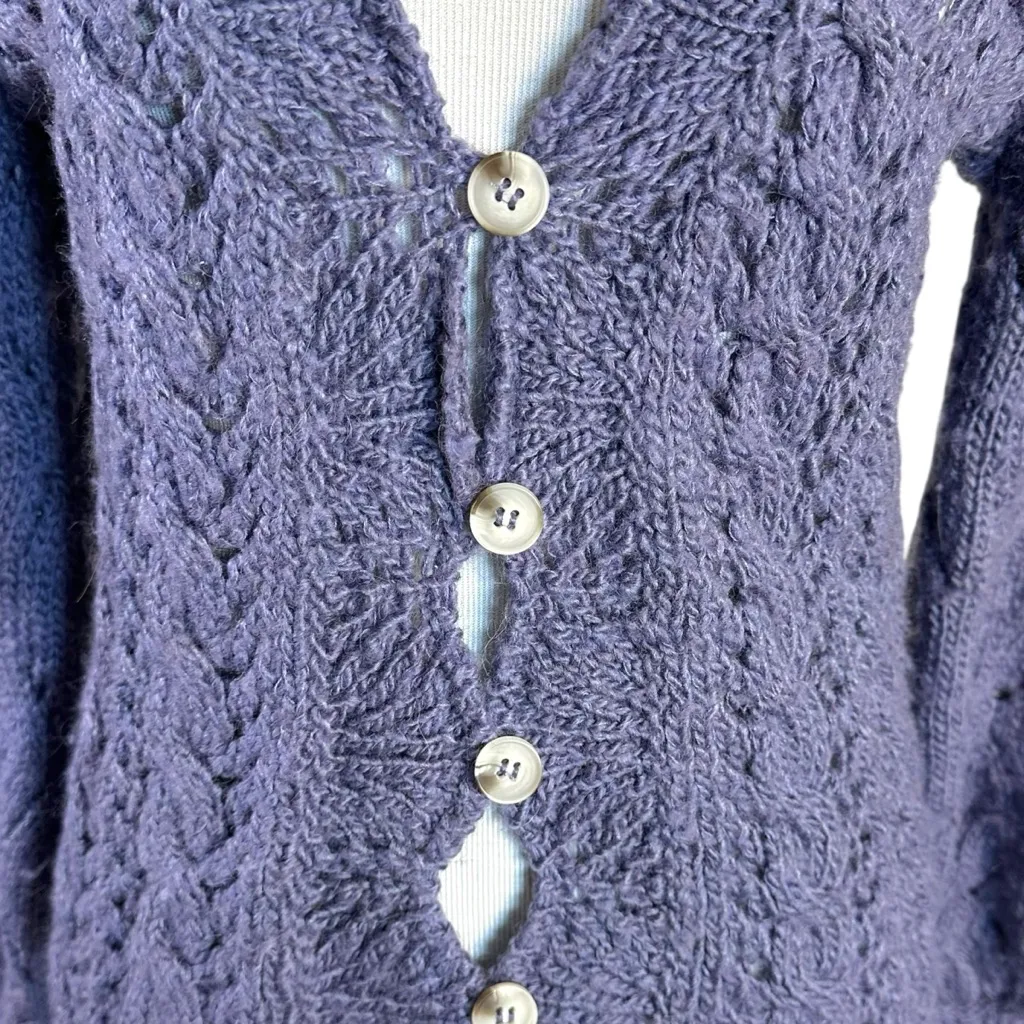 Free People Bali Dreamer Cardi Crochet Sweater Lavender Size XS Dainty V Neck - Image 10