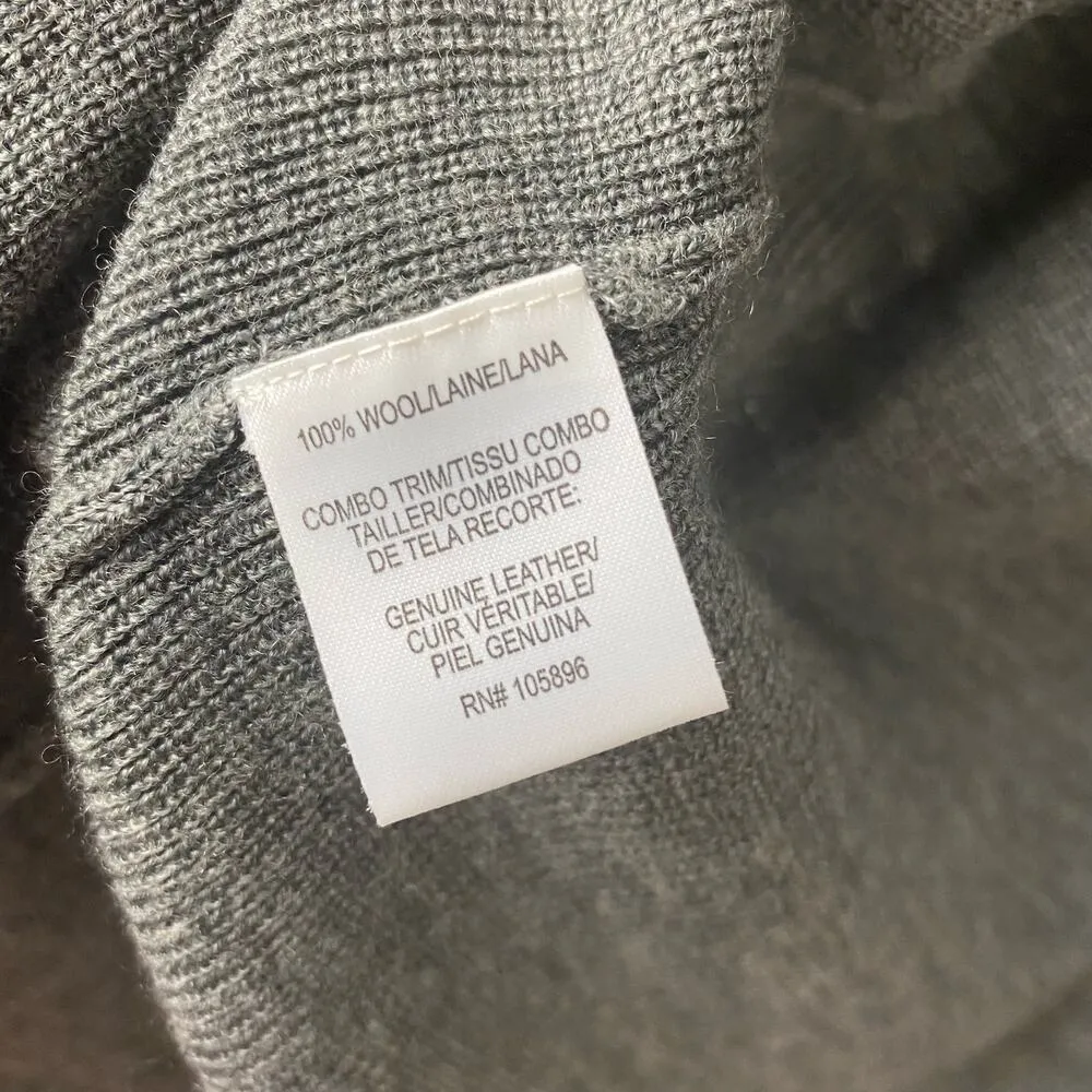 Worth Gray Wool & Leather Sleeveless Open Front Cardigan Duster Vest Small - Image 9