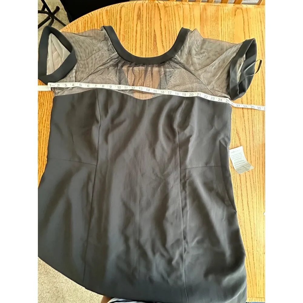 Maggy London Illusion yoke crepe cocktail dress Size 14 With Sheer Sleeves 24W - Image 11