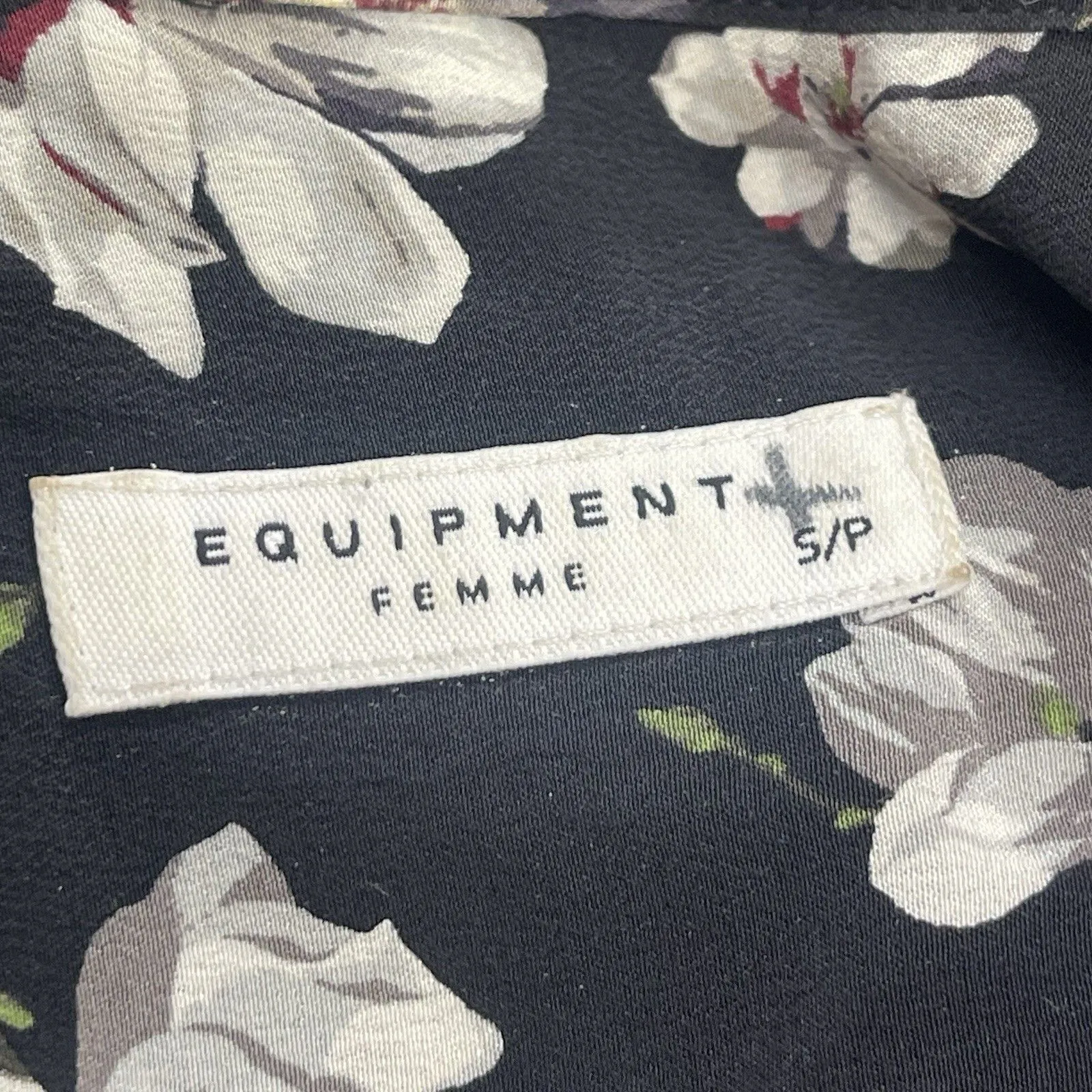 Equipment Femme Silk Shirt Dress Womens Small Black Floral Print Button - Image 8