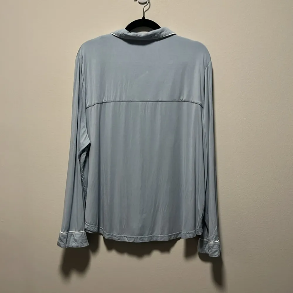 COZY EARTH Long Sleeve Bamboo Pajama Top Women's Stretch Knit, Brook/Bl, Size XL Blue - Image 8