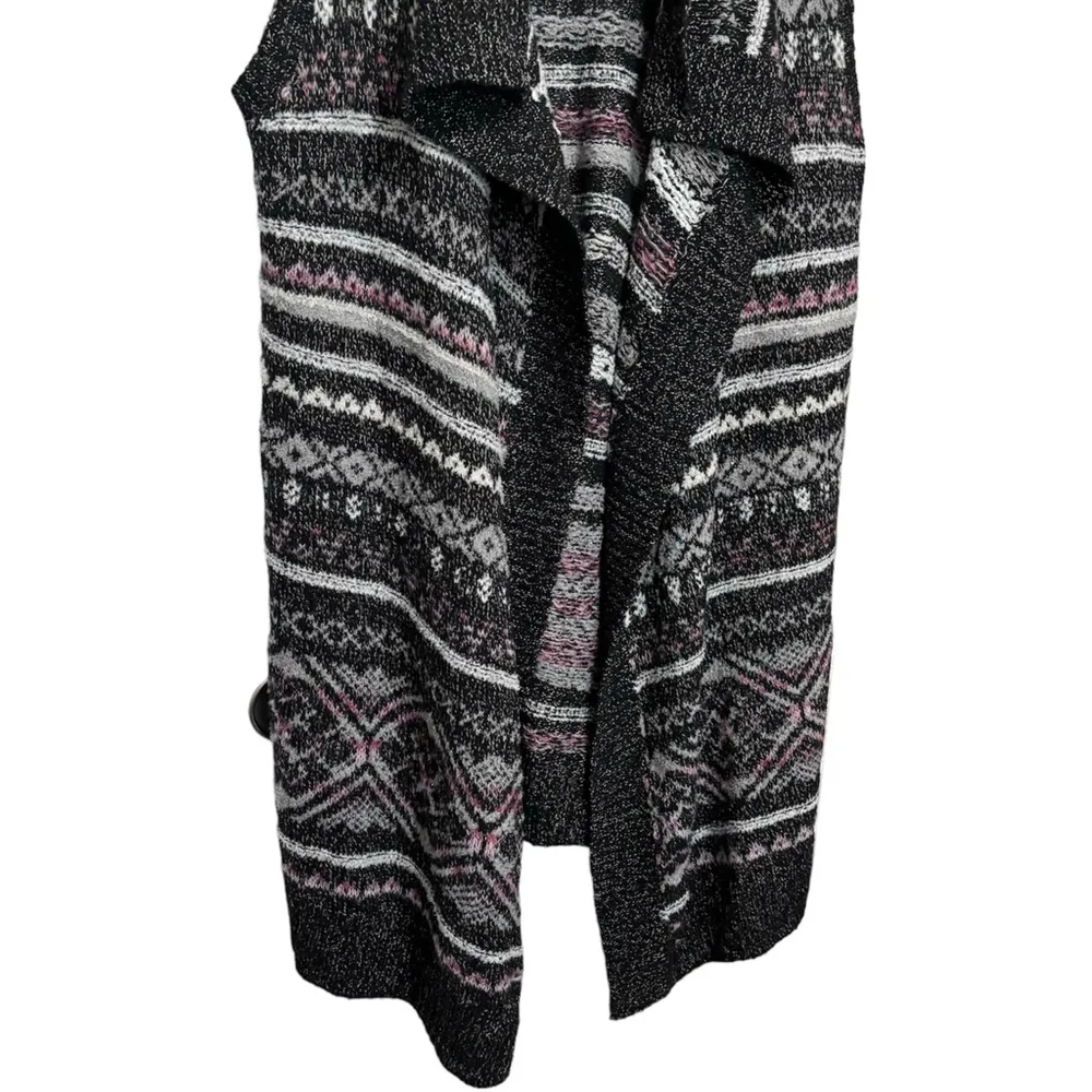 Women’s Eddie Bauer black pink stripe knit duster sweater vest size xl - Image 3