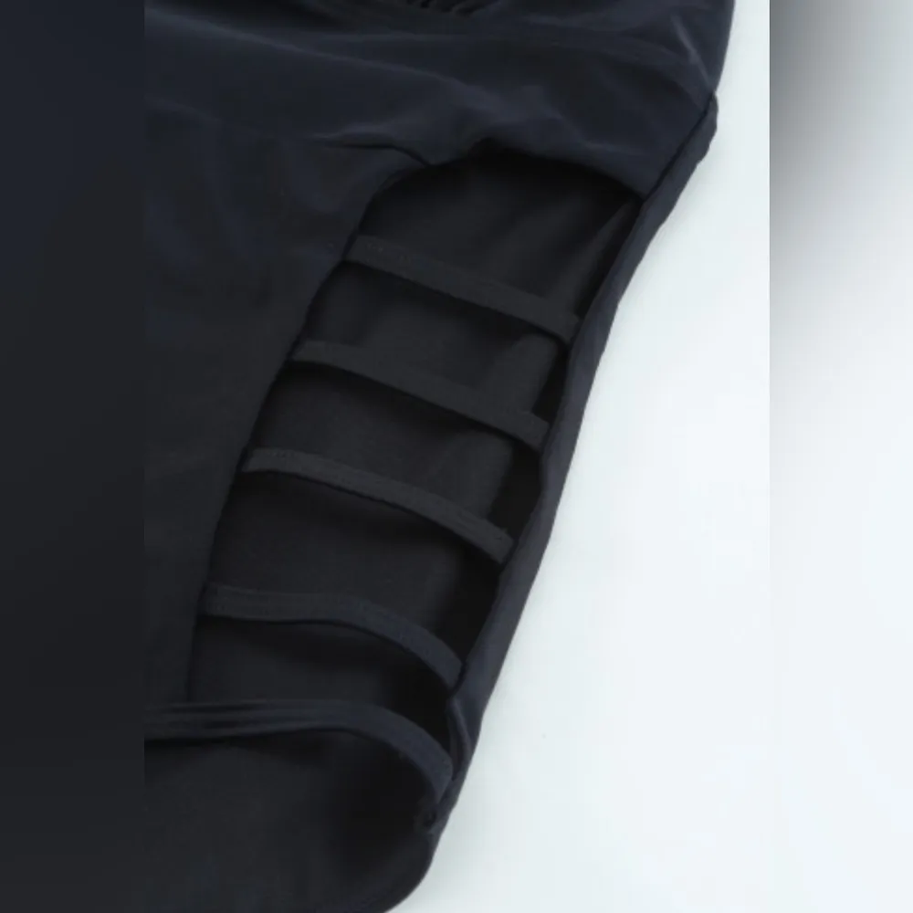 NEW Black One Piece Bathing Suit Swimsuit with Strappy Cutouts Size Small - Image 9
