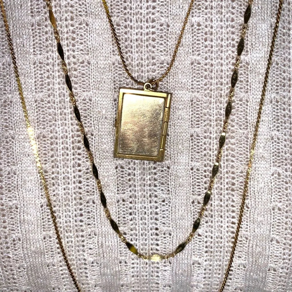 Vintage Napier Multi Strand Necklace and Carl Art Locket Rectangle Gold Tone - Image 9