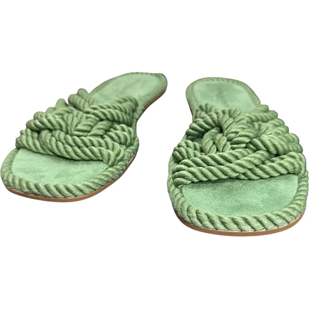Anthropologie Kelsi Dagger Brooklyn Sage Green Slip‎ On Rope Sandals Size 6.5 - Image 3