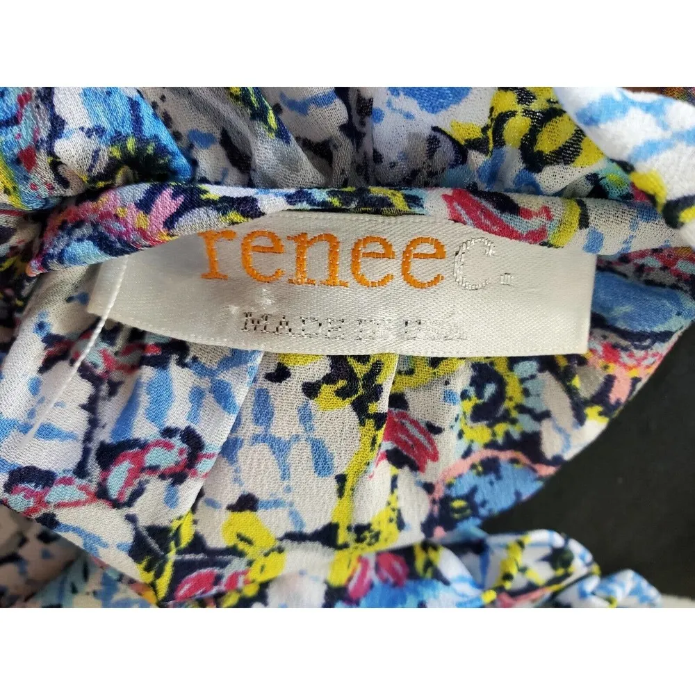 Reneec Women's Multicolor Polyester V-Neck Sleeveless Casual Blouse Size Small - Image 7