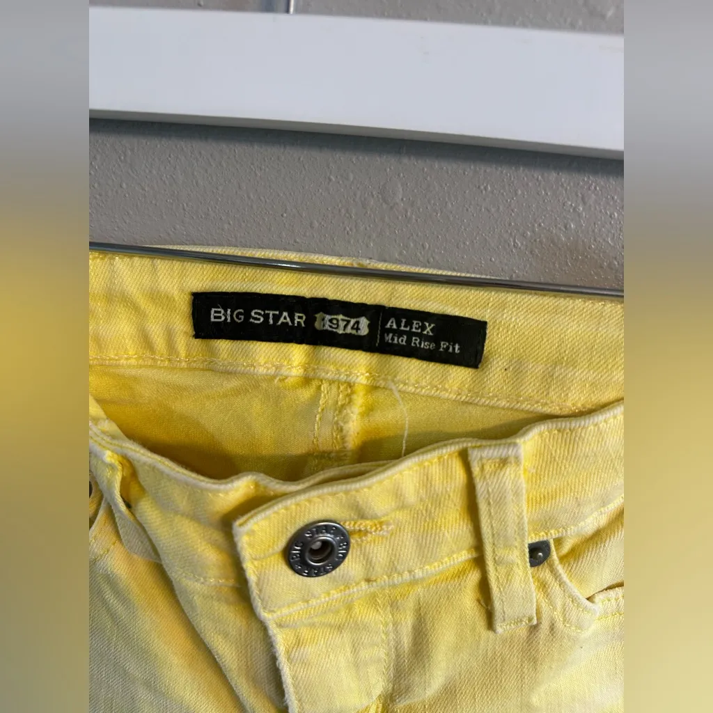 Big Star Yellow Vintage Star 1974 Mid Rise Alex Fit Size 25 - Image 5