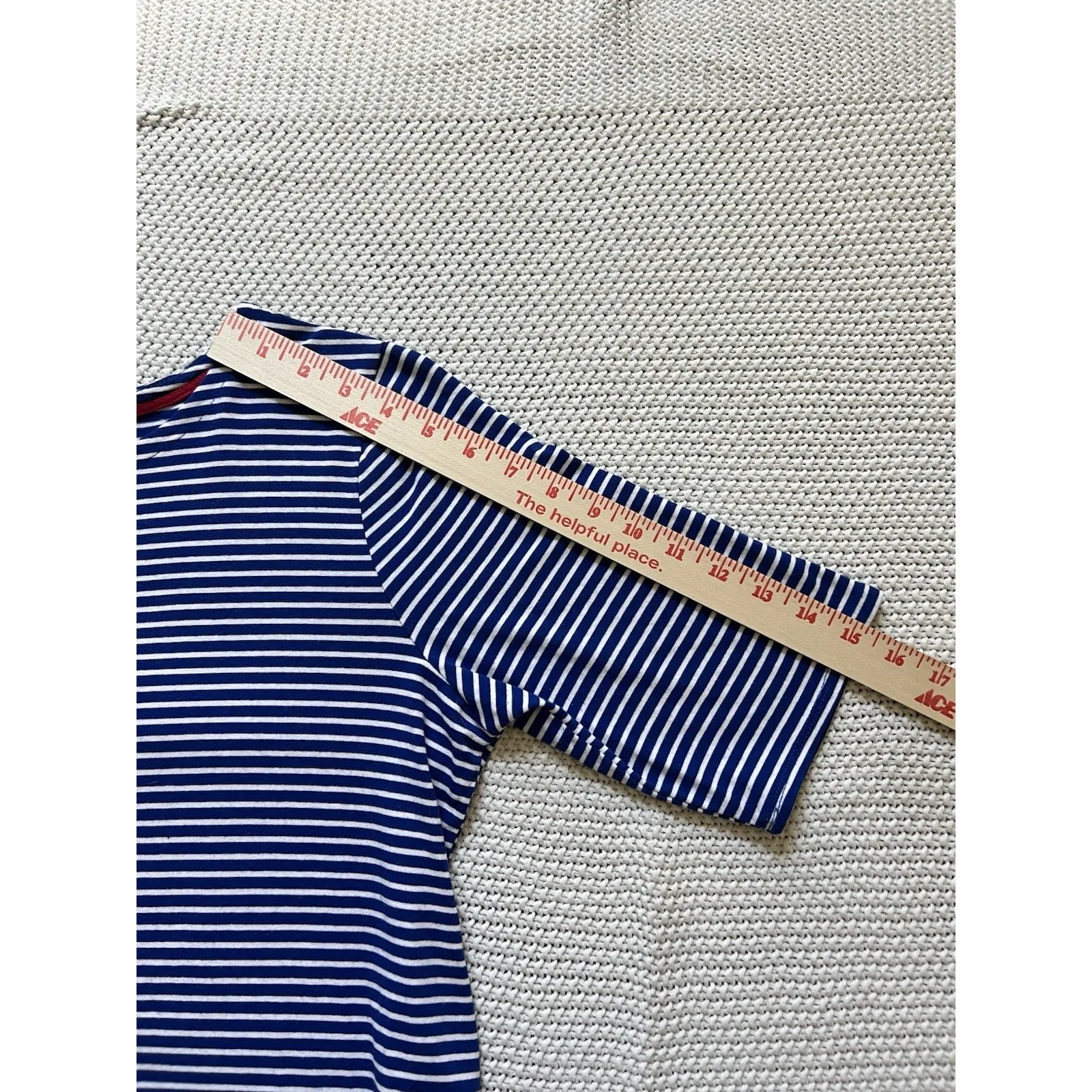 Cupio Women's XL Blue White Striped Short Sleeve Casual Pullover Shirt Stretch - Image 7