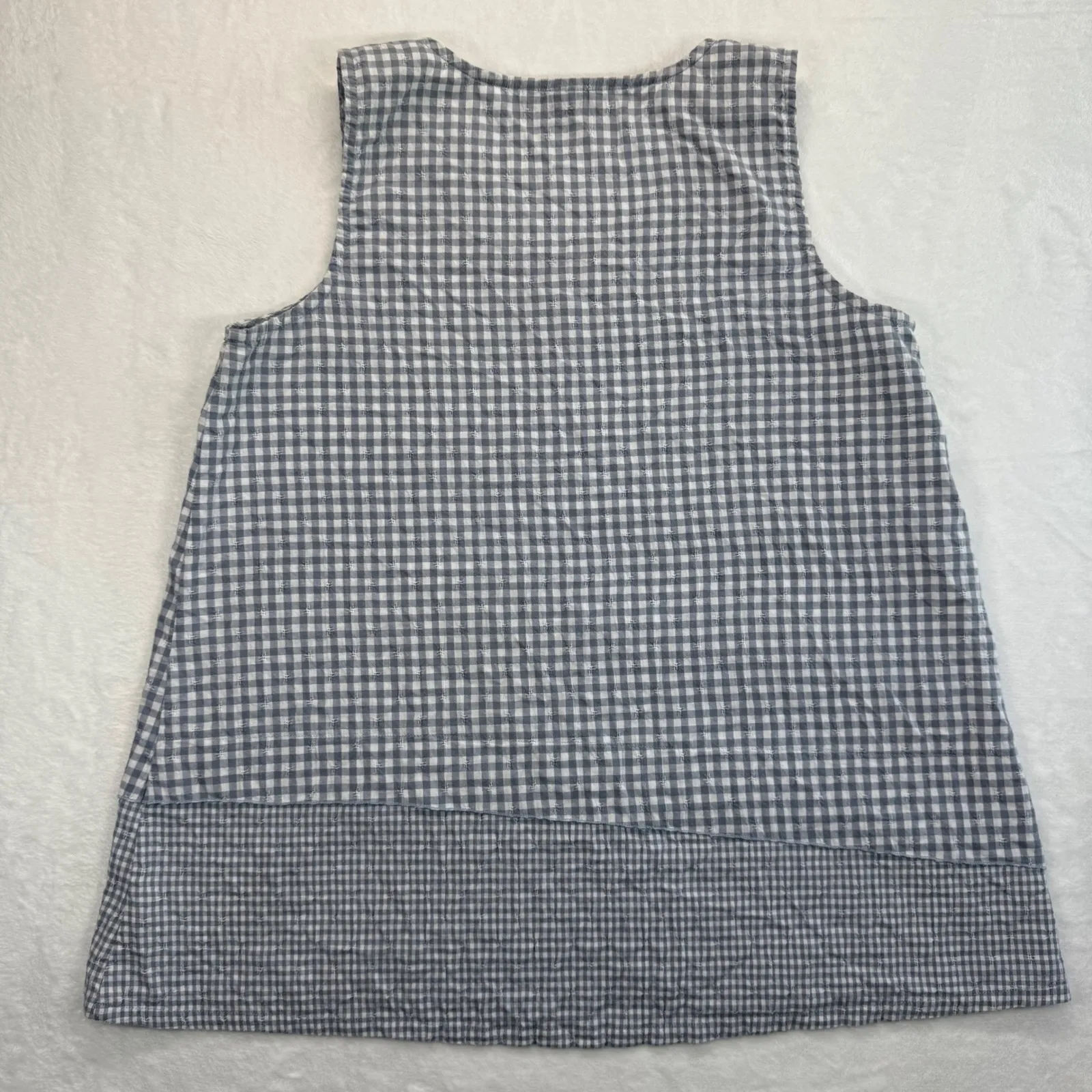 Habitat Sleeveless Top Gingham Checkered Button Accent Casual‎ Comfy Size L READ - Image 9