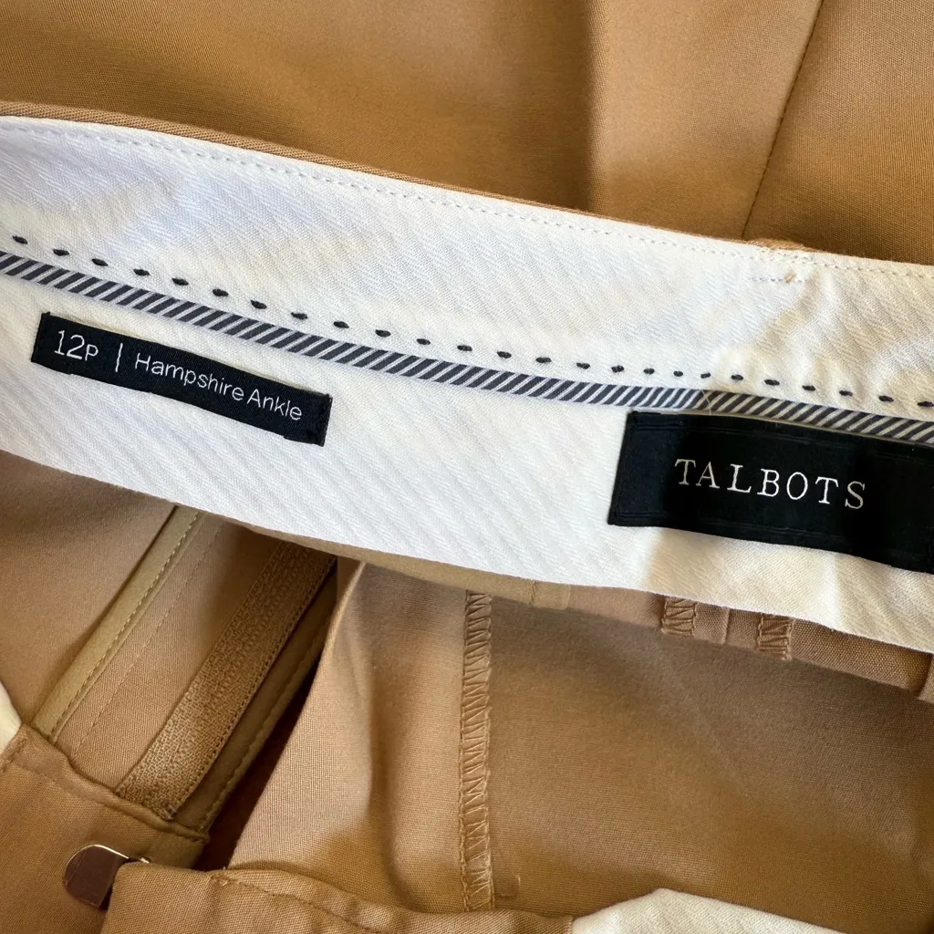Talbots Hampshire Straight Leg Ankle Pants Office Work Professional Khaki 12P - Image 10
