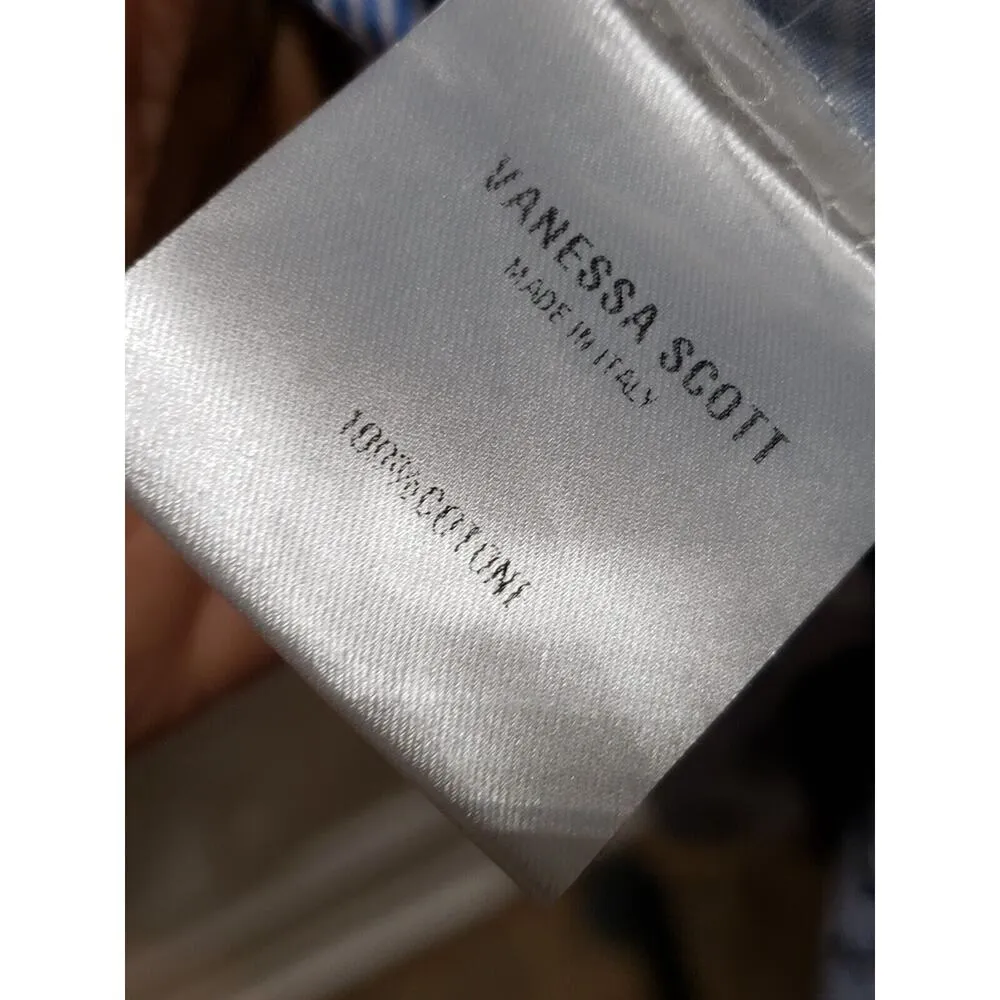 Vanessa Scott Women's Blue Floral 100% Cotton Could Shoulder Knee Length Dress S - Image 11