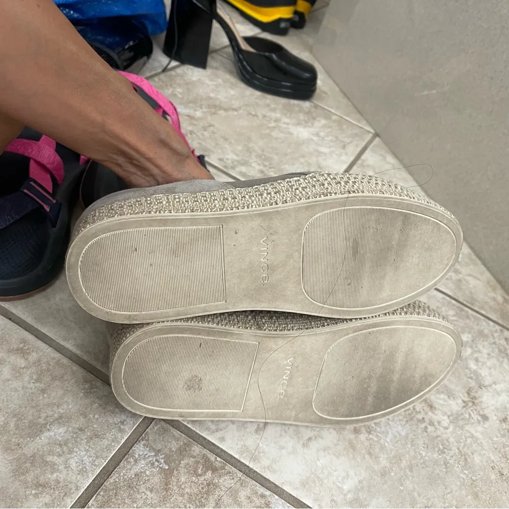 Vince Womens Sz 8.5 Platform Espadrille Slip On Suede Sneakers‎ Shoes Beige Gray - Image 7