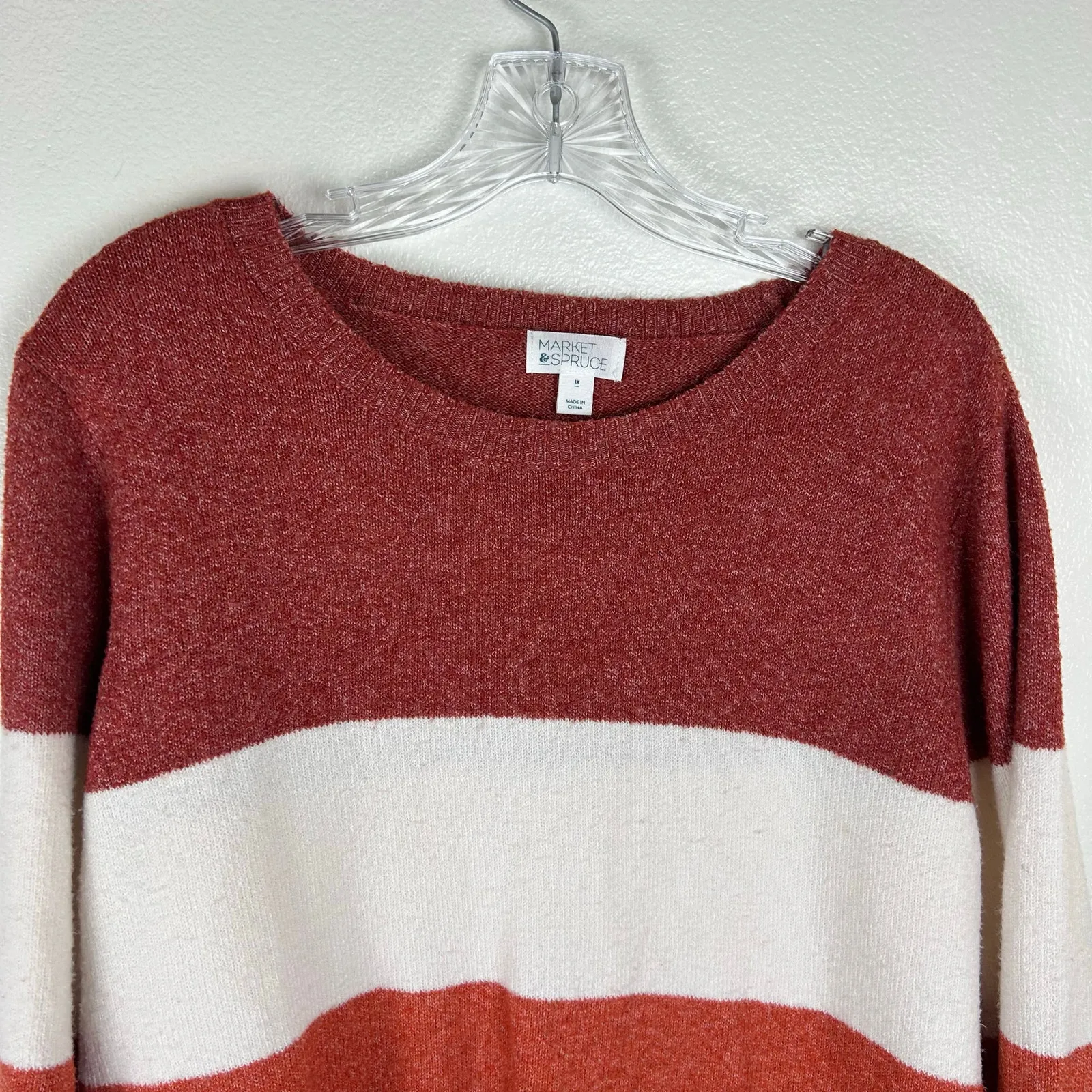 Market & Spruce Womens Sweater Size 1X Plus Size StripedCrew Neck Pullover - Image 4