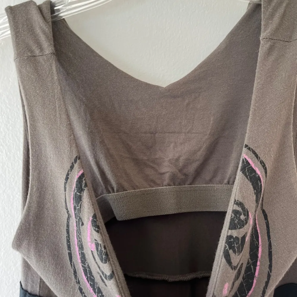 Athleta Santorini Brown Tank Midi Dress V‎ Neck Waist Tie Built in Bra, Size S - Image 3