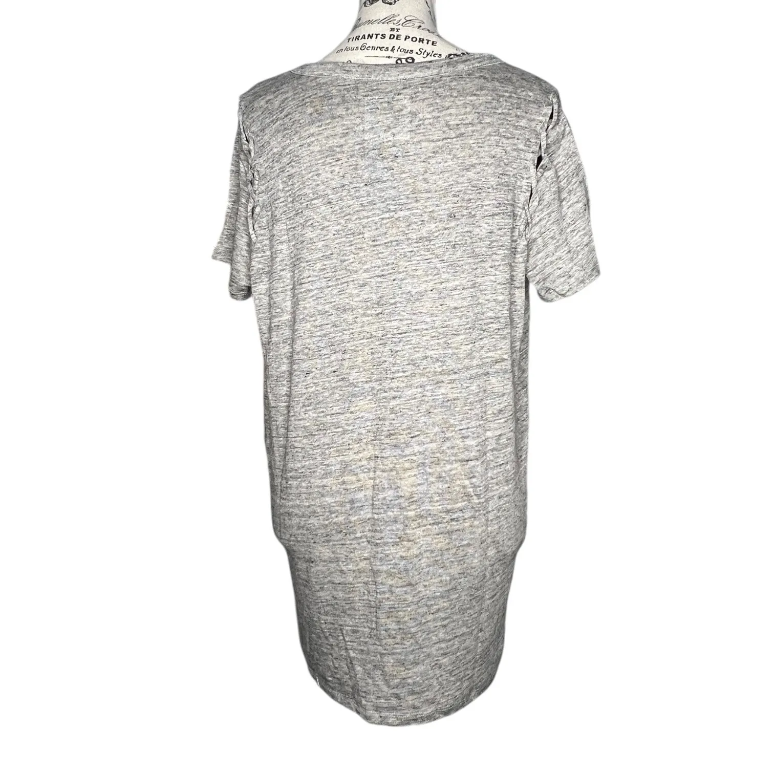 Chaser (M) Heathered Lace-Up Shoulder Detail Short Sleeve Relaxed Fit Tee Top - Image 4