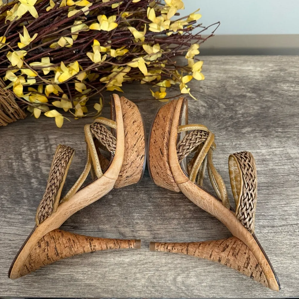 Boston Proper Braided Platform Heel Sandals NO Size Approx. 6/6.5 Open Toe Boho - Image 11