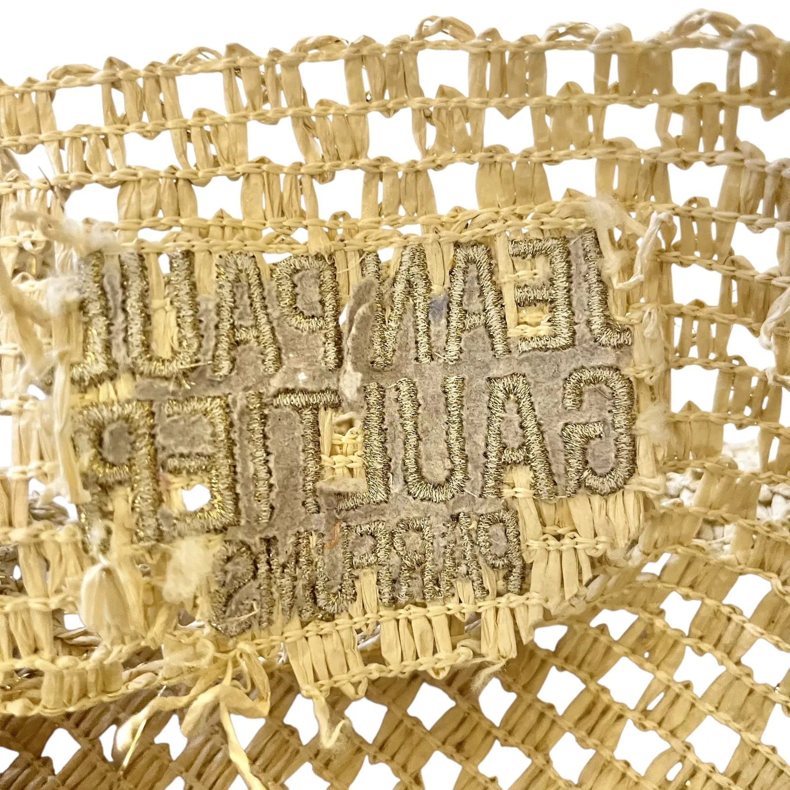 Jean Paul Gaultier Parfums Sparkling Straw Tote Bag Handbag Gold - Image 7