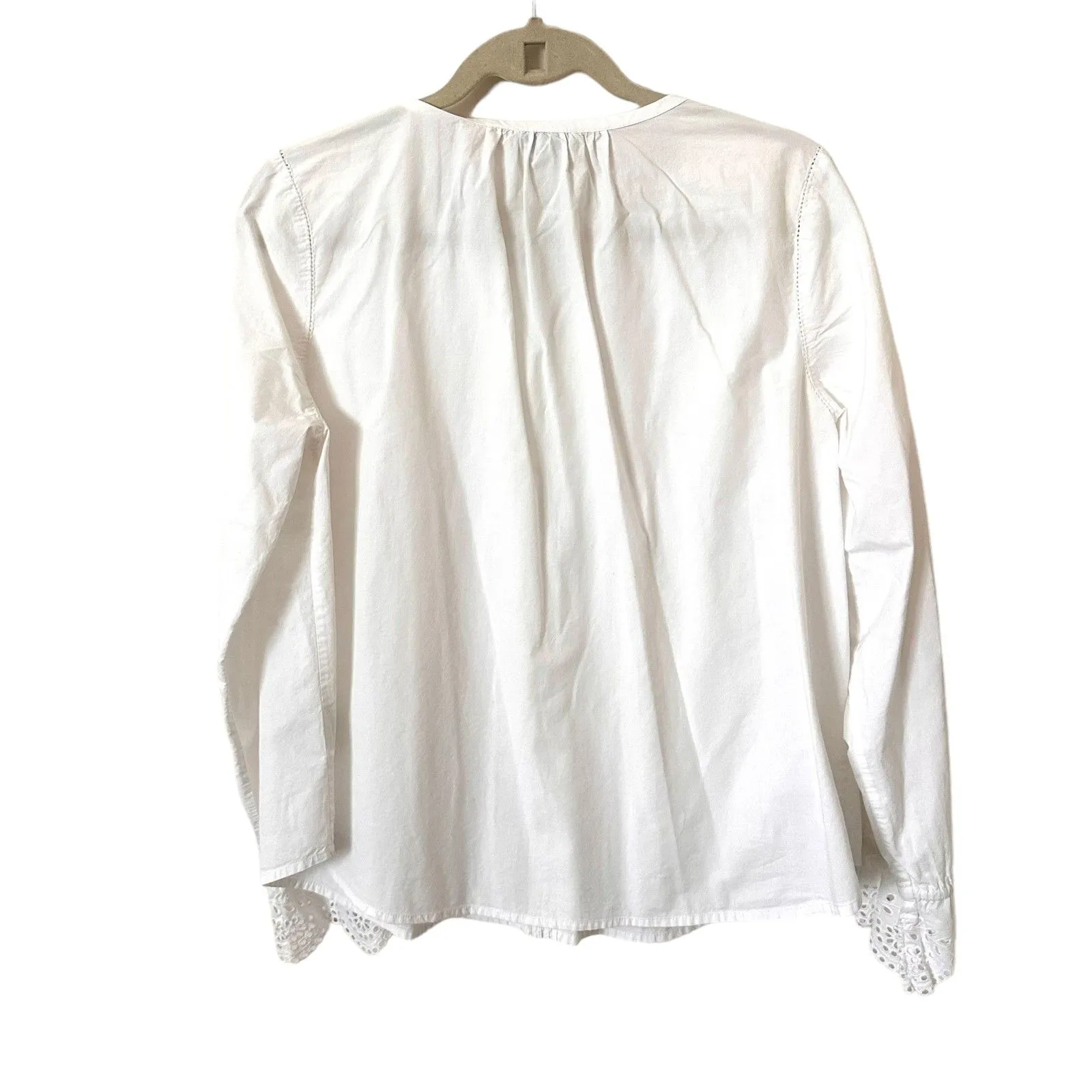 JOIE Kalyssa‎ Pleated Eyelet Blouse White Sz Medium - Image 4