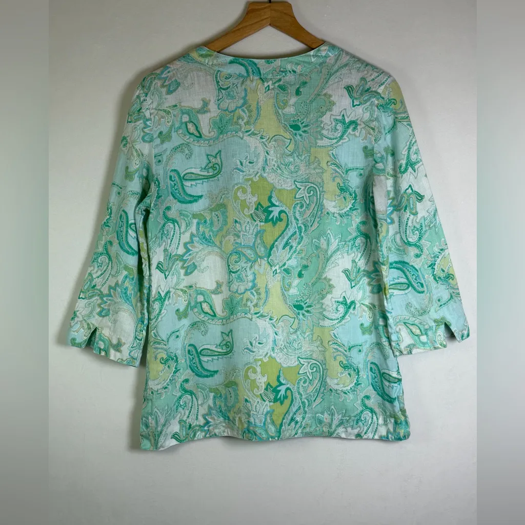 Charter Club Women’s Y2K Linen Embroidered Boho Tunic Top Sz Petite Medium - Image 7