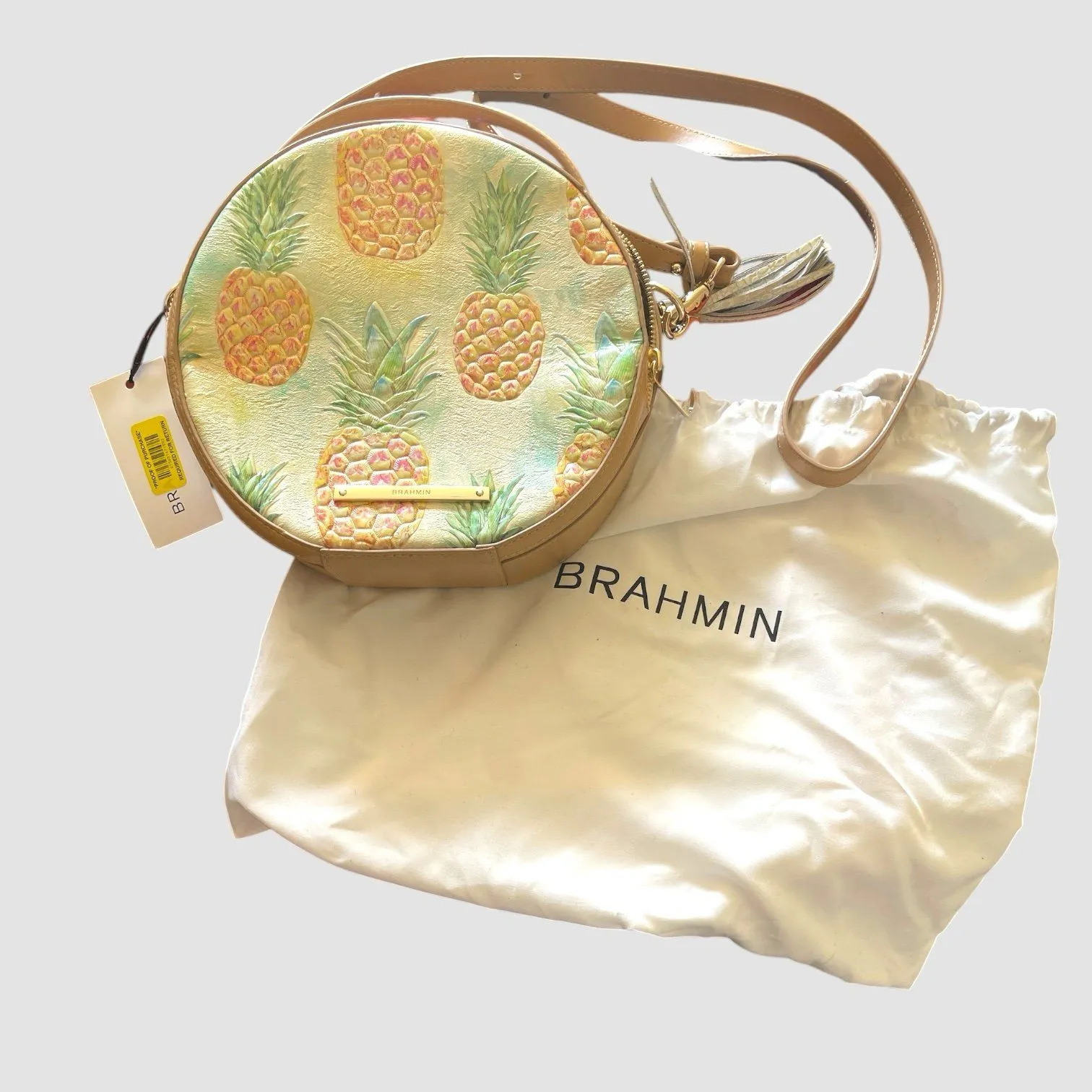 Brahmin Lane Multi Pompano Leather Pineapple Print Crossbody Bag NWT - Image 2