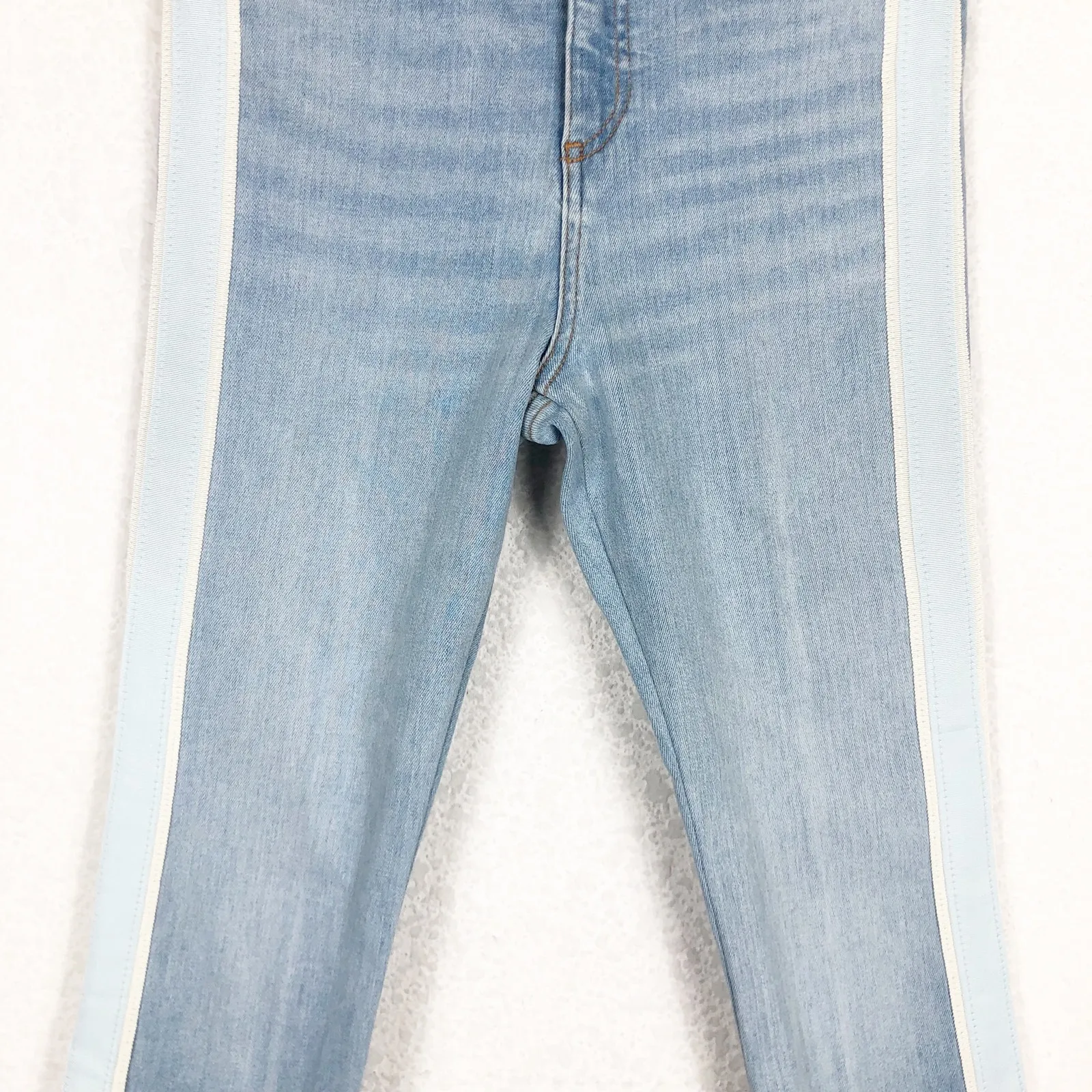 Veronica Beard Carly 11" Kick Flare Jeans Size 25 Side Stripe Crop Fray Preppy - Image 10