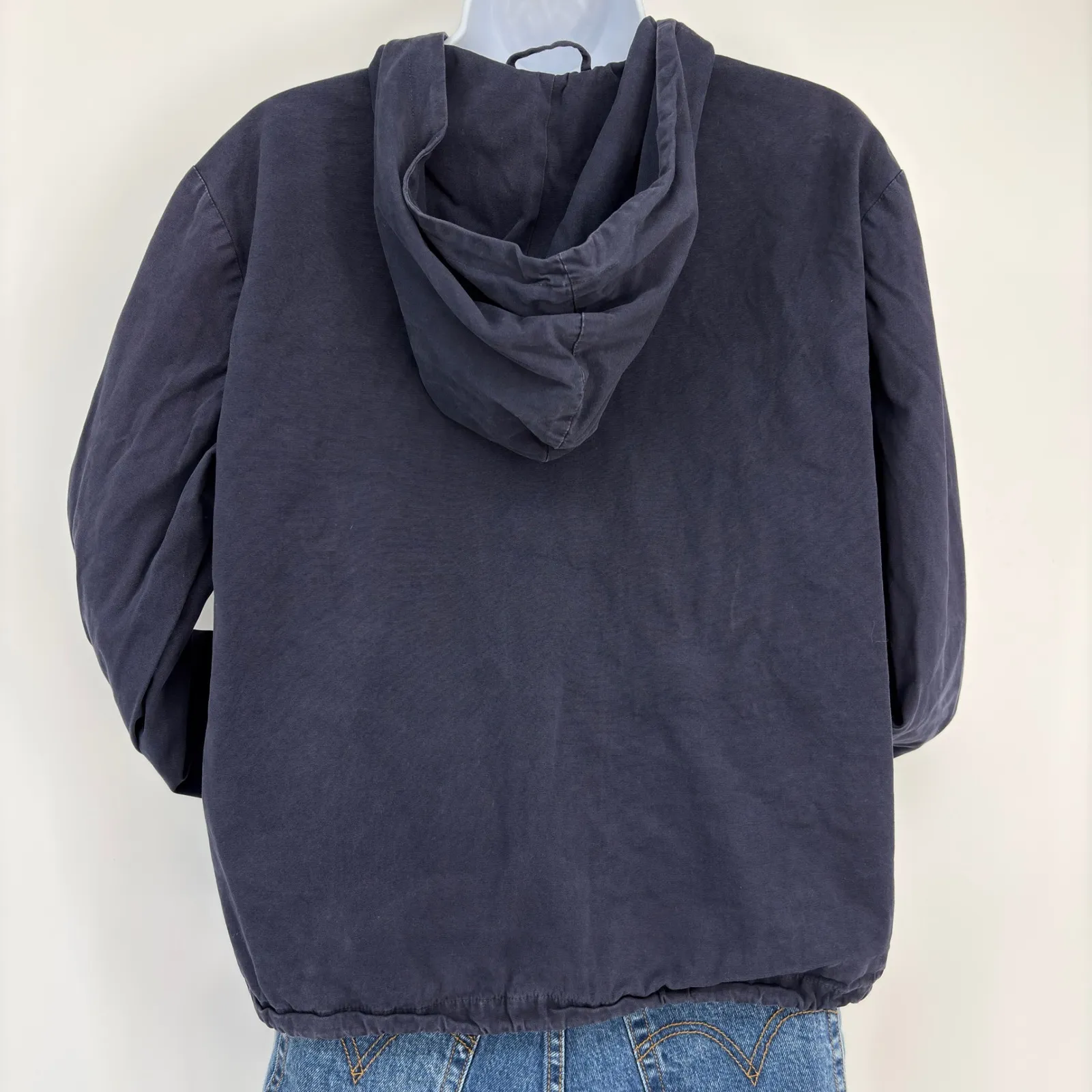 J Galt Brandy Melville Navy Hoodie Zip Jacket Heavyweight Bomber M/L Streetwear Blue Size M - Image 3