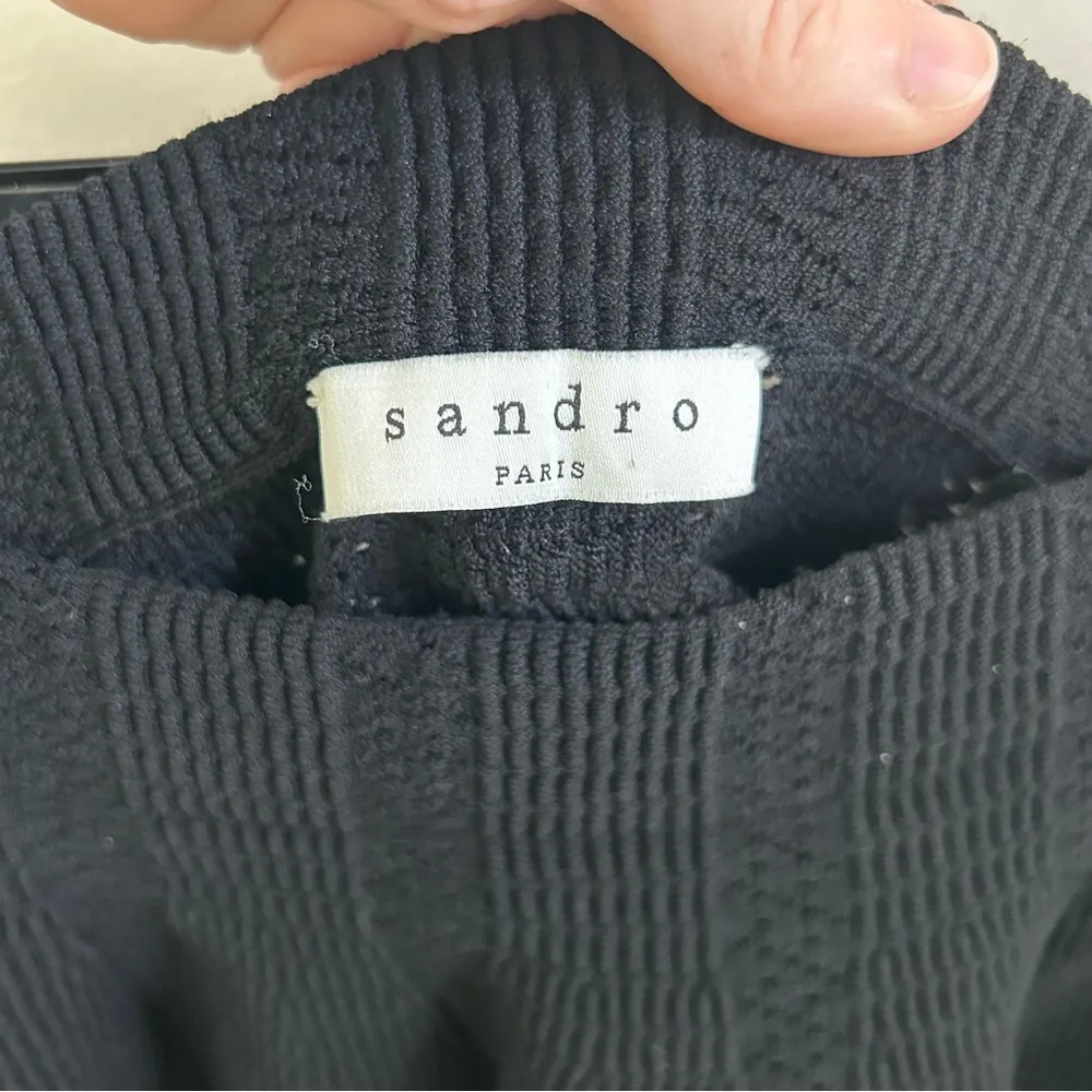 Sandro Paris Black Textured A Line Mini Skirt 1/S - Image 5