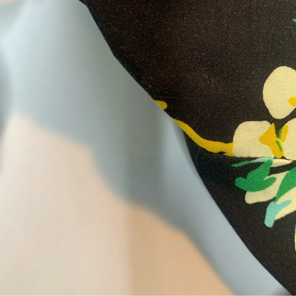 Le Superbe Mai Tai Might I Dress in Black Tropi Cali Cut Put Tie Waist Button Yellow Size 6 - Image 6