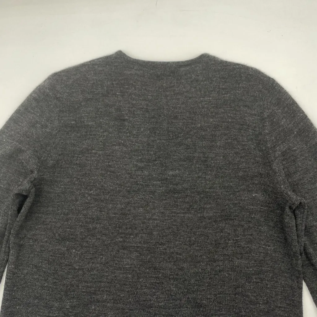 Vintage 90s Sweater Ribbon Embroidery Roses Floral Gray Acrylic Wool Women Large - Image 5