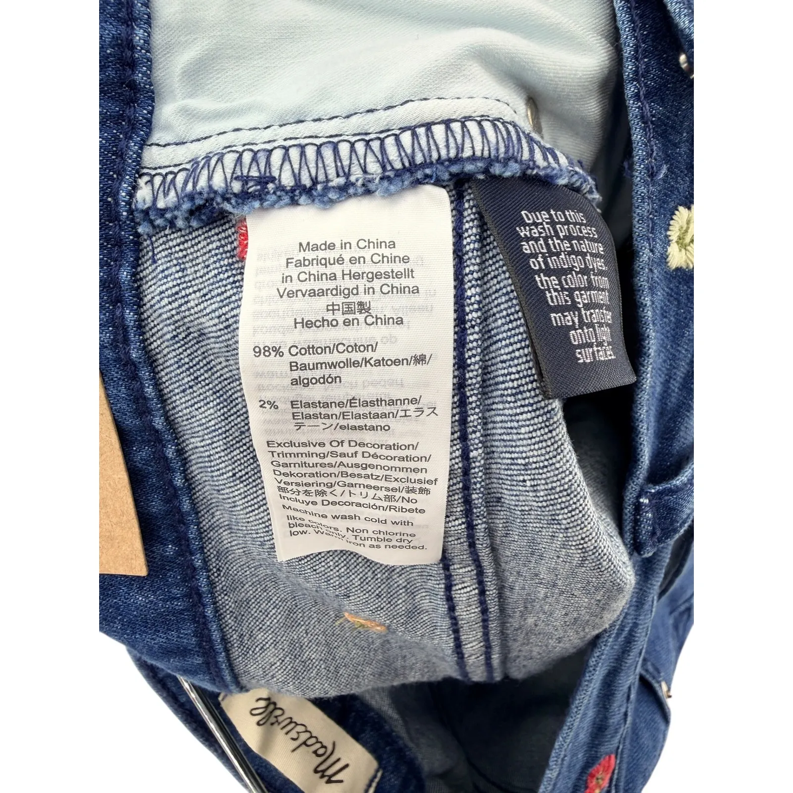 Madewell Wide Leg Crop Jeans Confetti Floral Embroidered Denim W30 Cottage NWT - Image 4