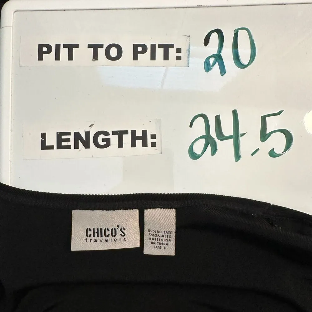 Chico's Travelers Collection Black Handkerchief Cardigan Topper Size 1 US M/8 - Image 3