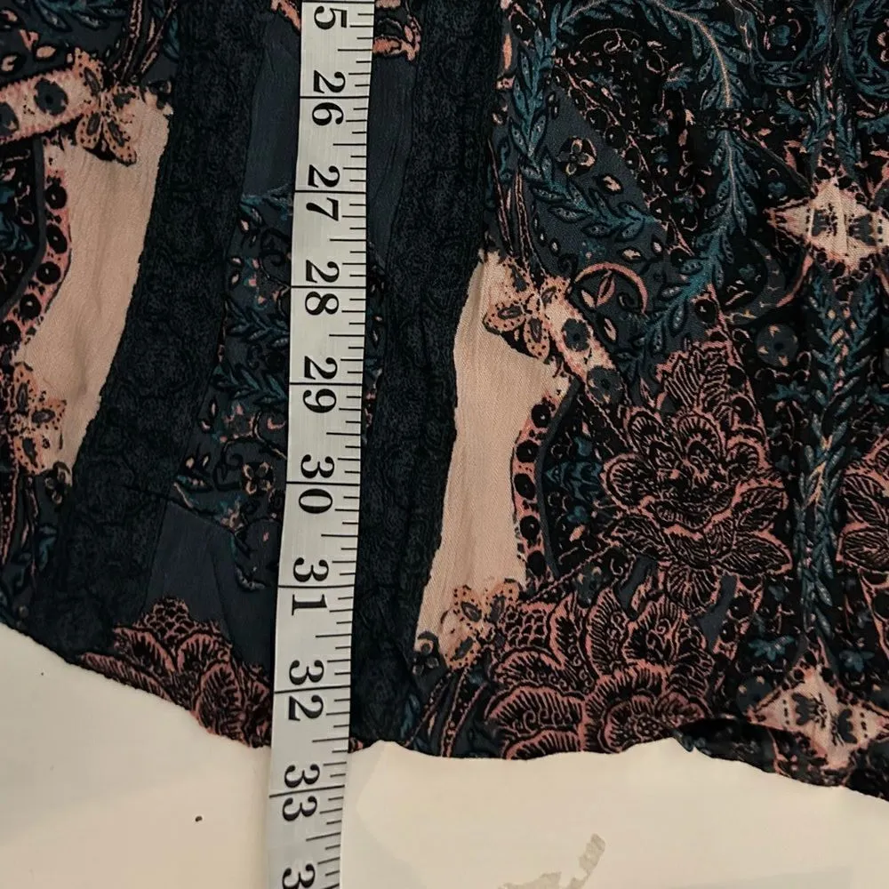 Free People Black Blue Print Count Me In Trapeze Sleeveless Tunic Size Small New - Image 12